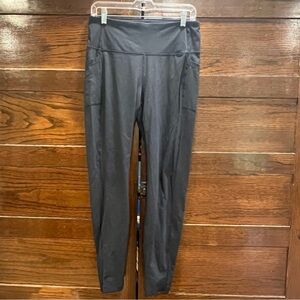 Mondetta size large charcoal grey soft black workout pants Leggings pockets GUC